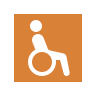 wheelchair icon against an orange background