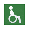 wheelchair icon against an dark green background