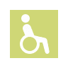 wheelchair icon against a lime green background